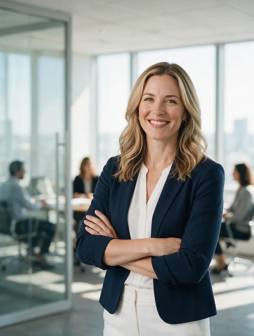 A US marketing director in a bright office